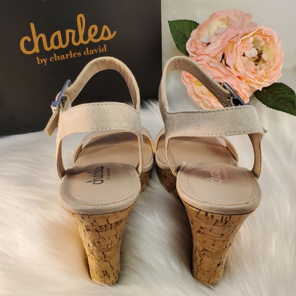 CHARLES DAVID NUDE LINDY PLATFORM SANDALS SZ10 NIB - Picture 7 of 8